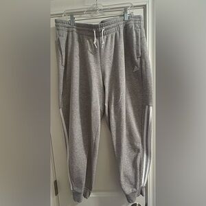 Adidas Women's Gray Track Pants with White Stripes
